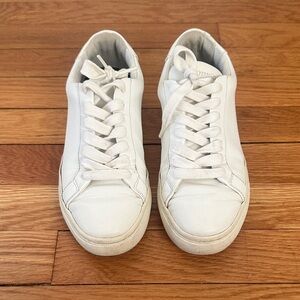 White Lace-Up Leather Sneakers